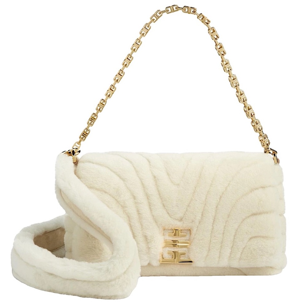 NEW🔥GIVENCHY Small 4G Quilted Genuine Shearling Crossbody Bag